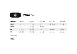 USD Sway 57 Aggressive Skates -Sports Scooter Shop 710155 USD SWAY 57 sizingchart