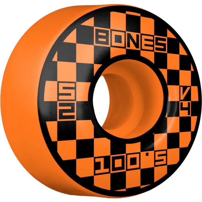 Bones 100's Block Party V4 Wide Skateboard Wheels Orange - 52mm 3 Bones 100's Block Party V4 Wide Skateboard Wheels Orange - 52mm