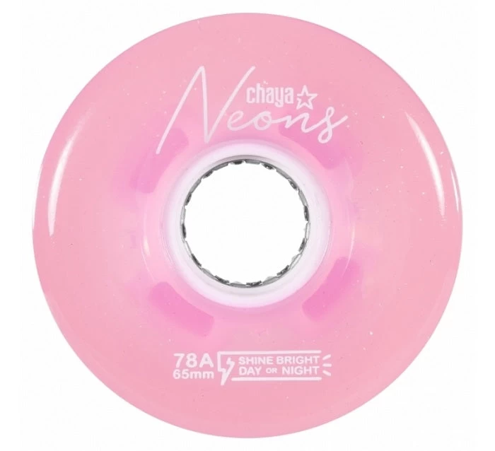 Chaya Neons LED Light Up Roller Skate Wheels Pink 65mm 78a - 4 Pack