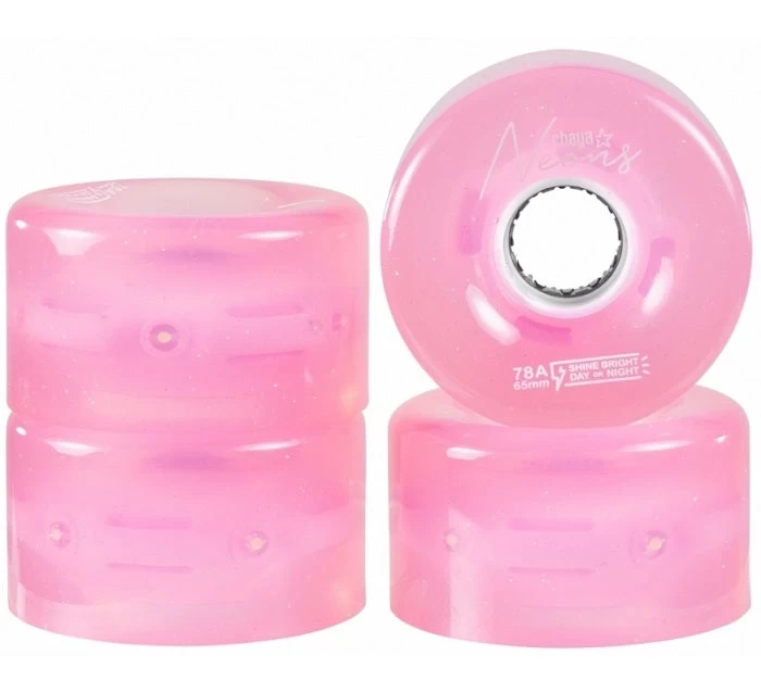 Chaya Neons LED Light Up Roller Skate Wheels Pink 65mm 78a - 4 Pack - Image 2
