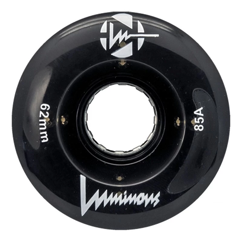Luminous Light Up Quad Wheels Black 62mm - 4 Pack 3 Luminous Light Up Quad Wheels Black 62mm - 4 Pack