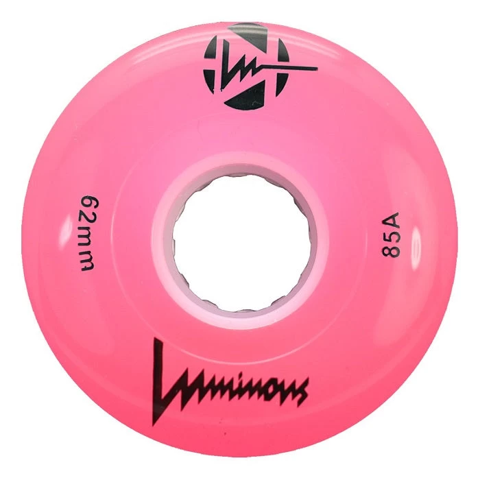Luminous Light Up Quad Wheels Pink 62mm - 4 Pack 3 Luminous Light Up Quad Wheels Pink 62mm - 4 Pack