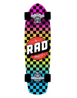 Rad Checkers Retro Roller Neon Fade Cruiser Skateboard - 28"