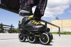 Rollerblade RB 110 3WD Inline Skates - Black/Yellow -Sports Scooter Shop rollerblade rb 110 3wd inline skates black yellow lifestyle