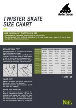 Rollerblade Twister XT Mens Inline Skates - Black/Lime -Sports Scooter Shop rollerblade twister size chart 1