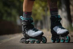 Rollerblade Zetrablade Elite Womens Skates - Black/Powder Blue -Sports Scooter Shop rollerblade zetrablade elite womens skates black powder blue lifestyle
