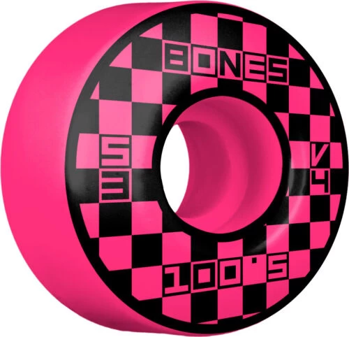 Bones 100's Block Party V4 Wide Skateboard Wheels Pink - 52mm 3 Bones 100's Block Party V4 Wide Skateboard Wheels Pink - 52mm