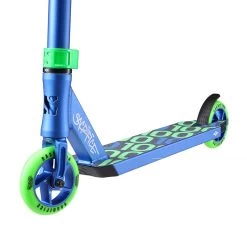 Sacrifice Flyte 100 V2 Stunt Scooter - Blue/Green -Sports Scooter Shop sacrifice flyte 100 v2 stunt scooter blue green close