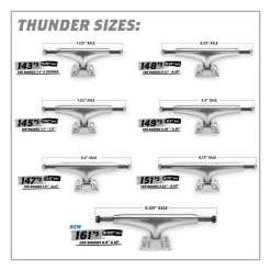 Thunder Lights II Skateboard Trucks Silver - 148 -Sports Scooter Shop thunder trucks size guide 13