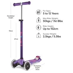 Maxi Micro Deluxe LED Scooter - Purple -Sports Scooter Shop zzzBmqW5